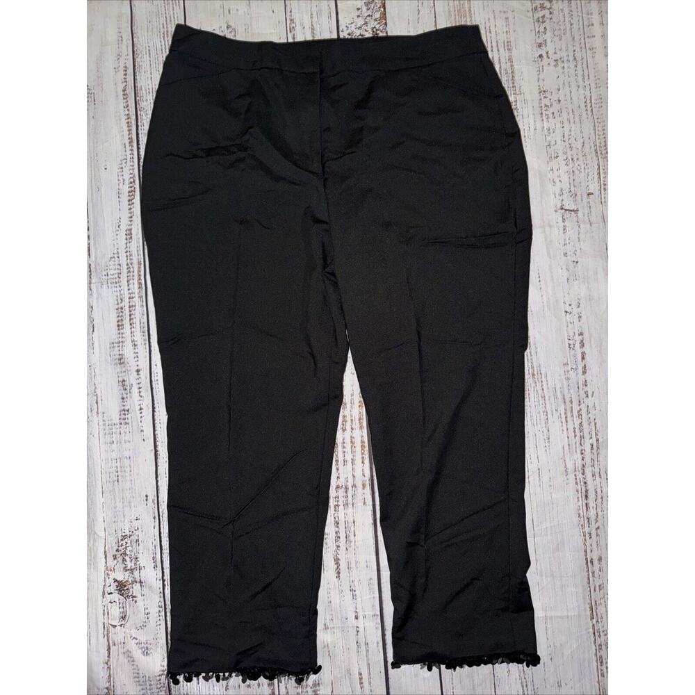 Chico's Black Beaded‎ Hem High Rise Slim Ankle Pants Womens Size 2.5 Large 14